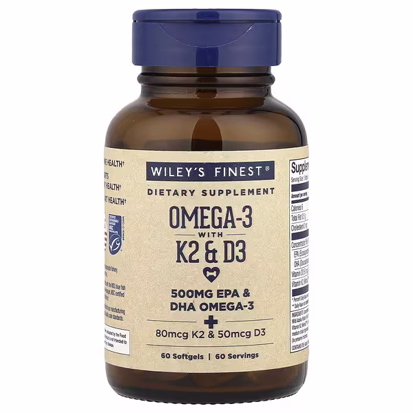 Wiley's Finest, Omega-3 With K2 & D3, 60 Softgels
