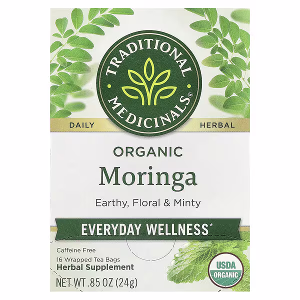 Traditional Medicinals, Organic Moringa, Caffeine Free, 16 Wrapped Tea Bags, 0.85 oz (24 g)