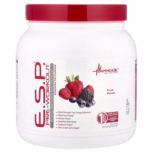 Metabolic Nutrition, E.S.P.® Pre-Workout, Fruit Punch, 300 g