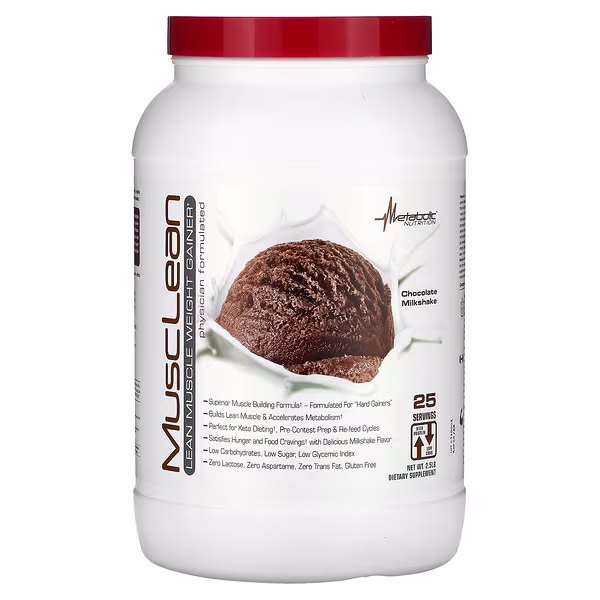 Metabolic Nutrition, MuscLean, Lean Muscle Weight Gainer, Chocolate Milkshake, 2.5 lb