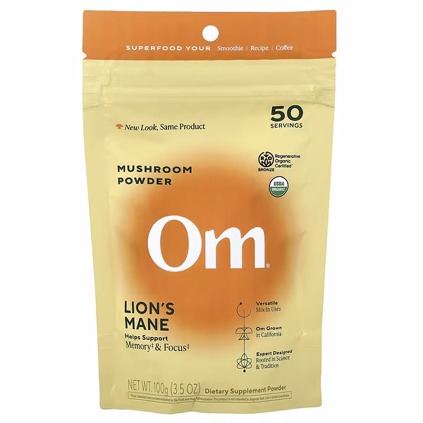 Om Mushrooms, Lion's Mane, Mushroom Powder, 3.5 oz (100 g)