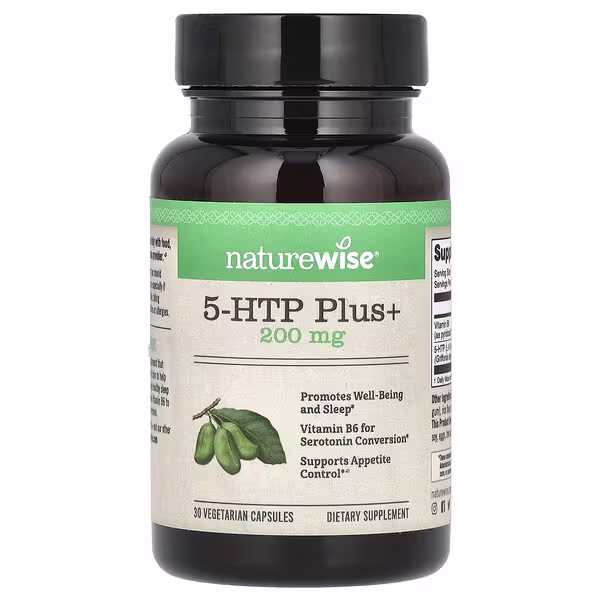 NatureWise, 5-HTP Plus+, 200 mg, 30 Vegetarian Capsules