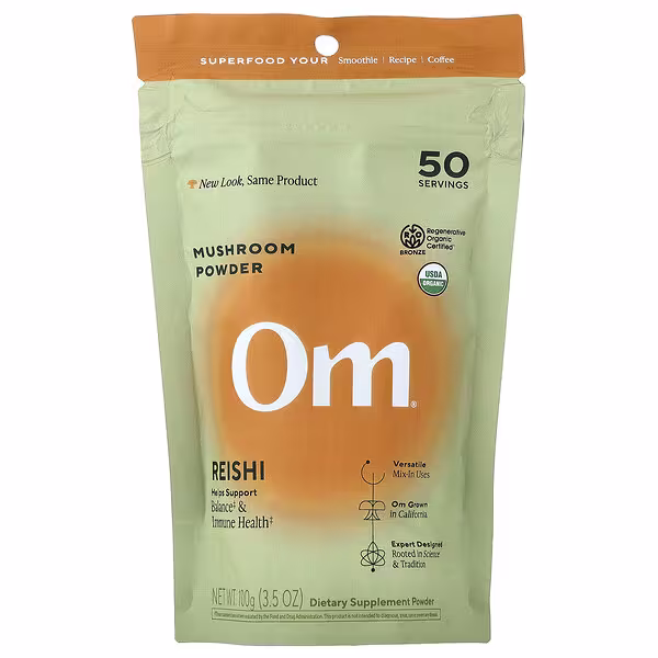 Om Mushrooms, Mushroom Powder, Reishi, 3.5 oz (100 g)