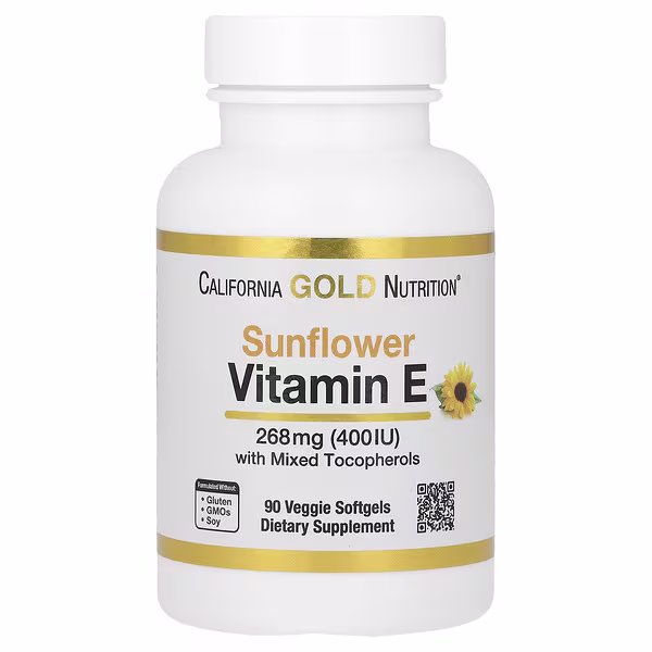 California Gold Nutrition, Sunflower Vitamin E with Mixed Tocopherols, 400 IU, 90 Veggie Softgels