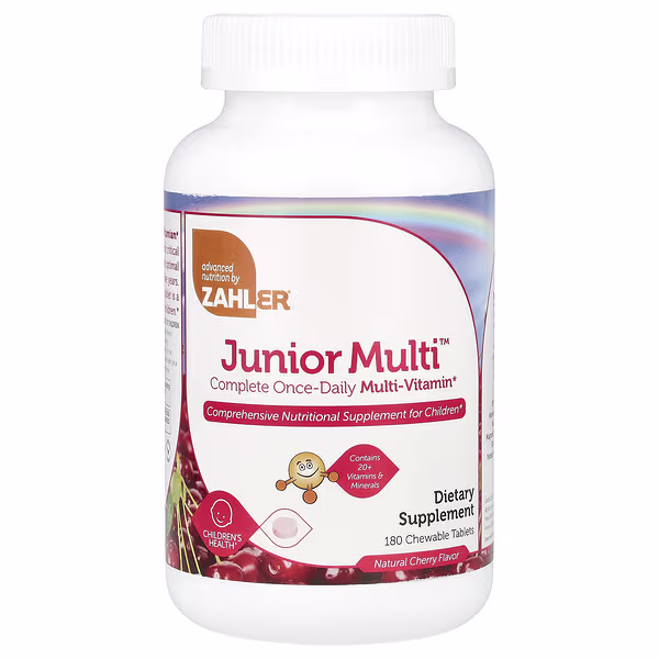 Zahler, Junior Multi™, Complete Once-Daily Multi-Vitamin, Natural Cherry, 180 Chewable Tablets