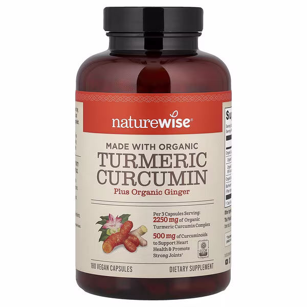 NatureWise, Organic Turmeric Curcumin, 180 Vegan Capsules