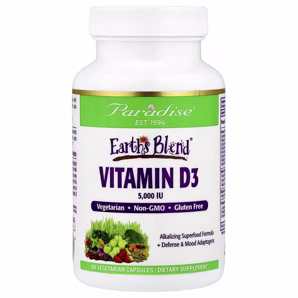 Paradise Herbs, Earth's Blend®, Vitamin D3, 90 Vegetarian Capsules