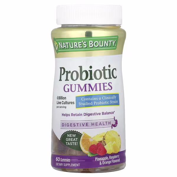 Nature's Bounty, Probiotic Gummies, Pineapple, Raspberry & Orange, 60 Gummies