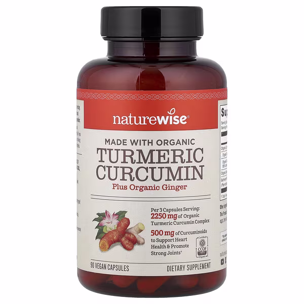 NatureWise, Organic Turmeric Curcumin, 90 Vegan Capsules