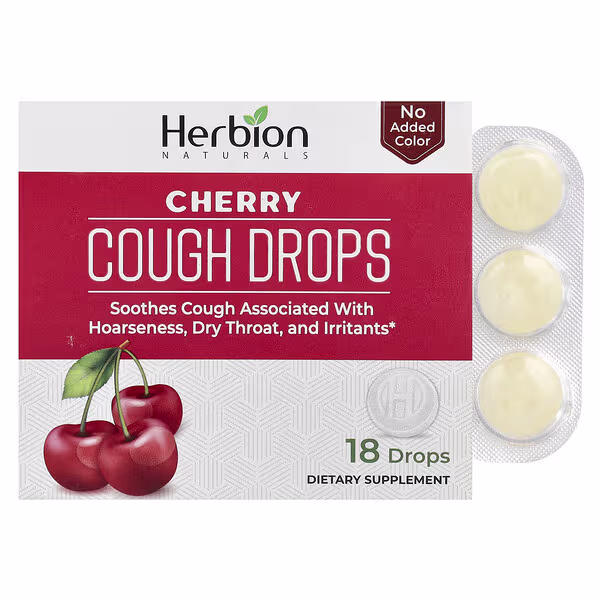 Herbion Naturals, Cough Drops, Cherry, 18 Drops