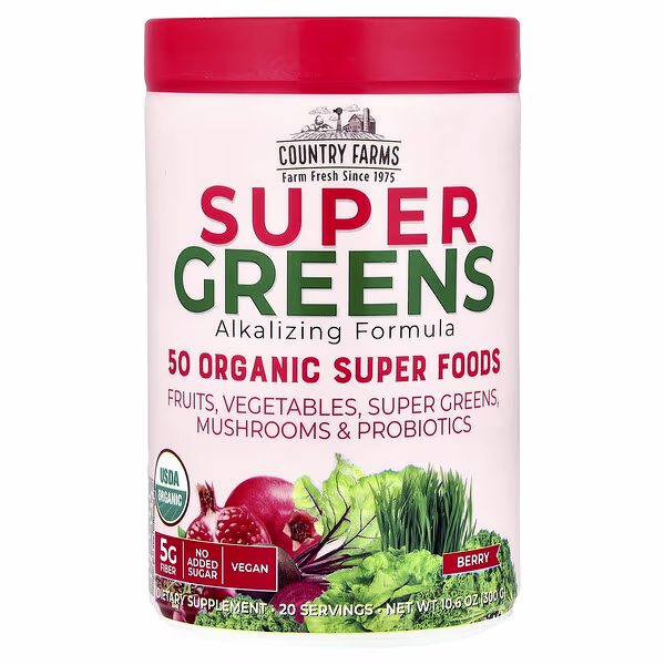 Country Farms, Super Greens, Alkalizing Formula, Berry, 10.6 oz (300 g)