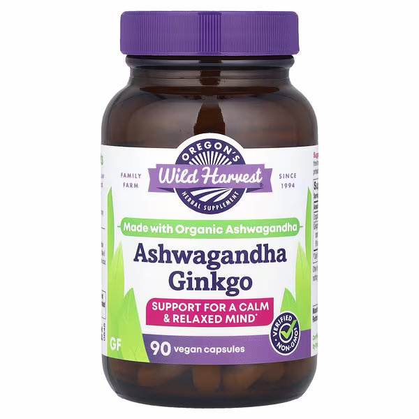 Oregon's Wild Harvest, Ashwagandha Ginkgo, 90 Vegan Capsules