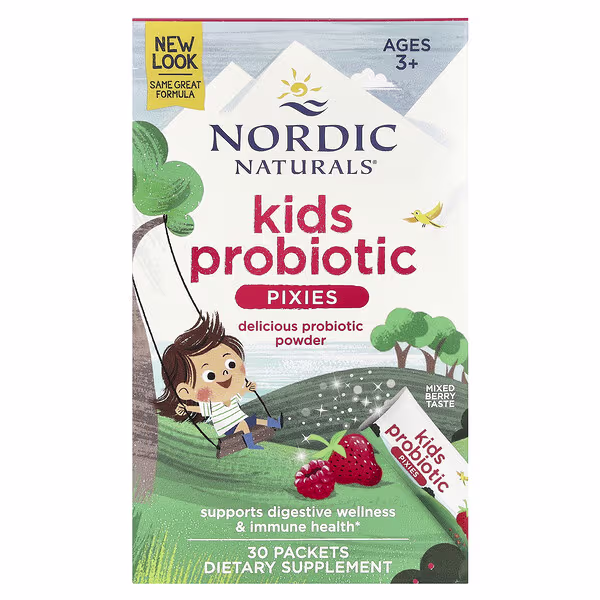 Nordic Naturals, Kids Probiotic Pixies, Ages 3+, Mixed Berry, 30 Packets, 0.035 oz (1 g) Each
