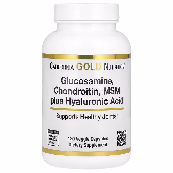 California Gold Nutrition, Glucosamine, Chondroitin, MSM Plus Hyaluronic Acid, 120 Veggie Caps