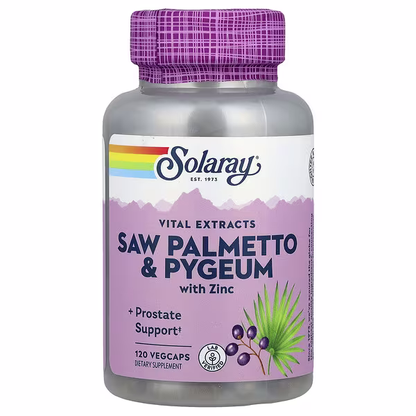 Solaray, Vital Extracts, Saw Palmetto & Pygeum with Zinc, 120 VegCaps