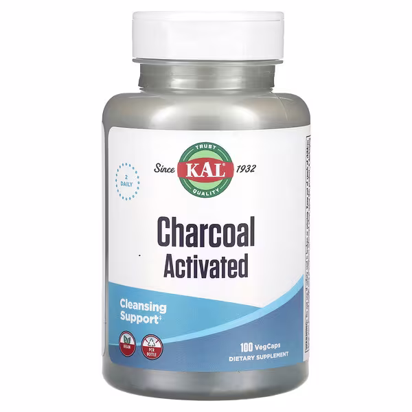 KAL, Charcoal Activated, 100 VegCaps (250 mg per VegCap)