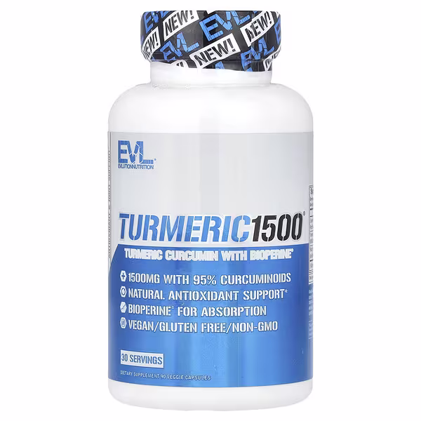 EVLution Nutrition, Turmeric 1500®, Turmeric Curcumin with BioPerine®, 90 Veggie Capsules
