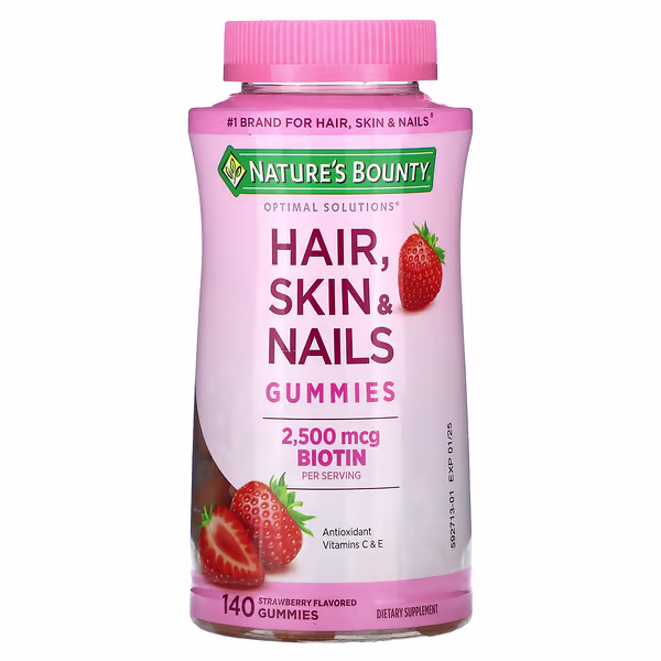 Nature's Bounty, Optimal Solutions®, Hair, Skin & Nails Gummies, Strawberry, 140 Gummies