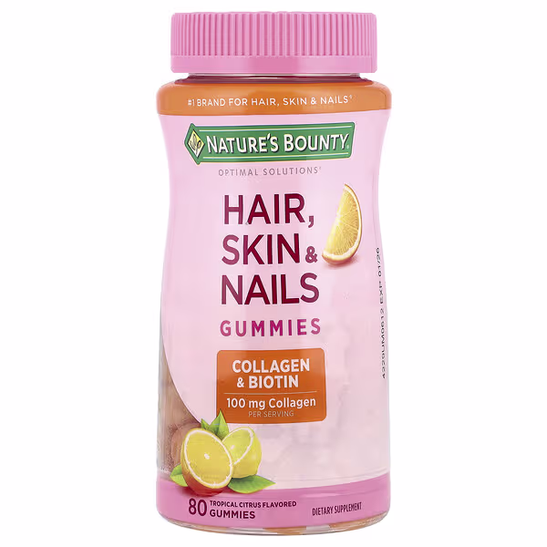Nature's Bounty, Optimal Solutions®, Hair, Skin & Nails Gummies, Tropical Citrus, 80 Gummies