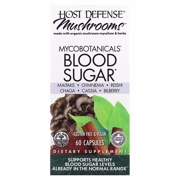 Host Defense, Mushrooms, MycoBotanicals, Blood Sugar, 60 Capsules