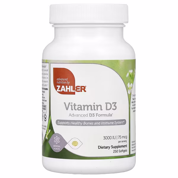 Zahler, Vitamin D3, Advanced D3 Formula, 75 mcg (3,000 IU), 250 Softgels