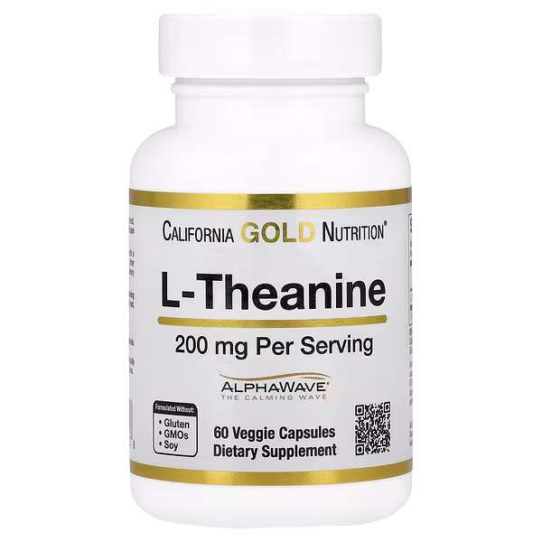 California Gold Nutrition, L-Theanine, Featuring AlphaWave®, 200 mg, 60 Veggie Capsules