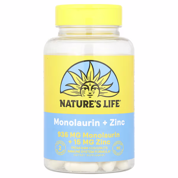 Nature's Life, Monolaurin + Zinc, 90 Capsules