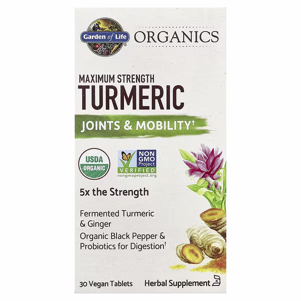 Garden of Life, Turmeric, Maximum Strength, 30 Vegan Tablets