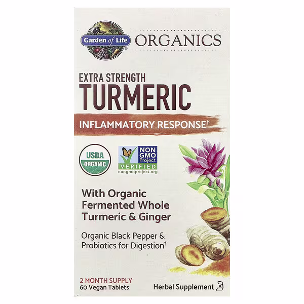 Garden of Life, Organics, Turmeric, Inflammatory Response, 60 Vegan Tablets