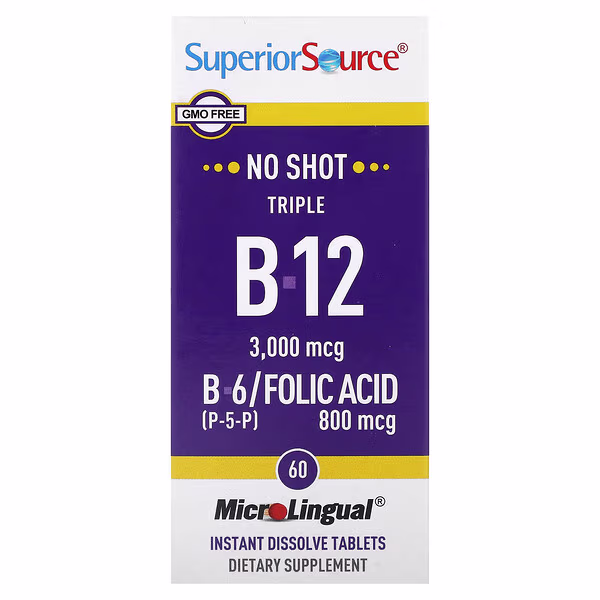 Superior Source, Triple B-12, B-6, Folic Acid, 60 MicroLingual Instant Dissolve Tablets