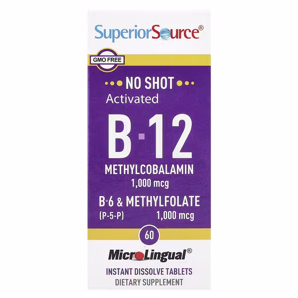 Superior Source, Activated B-12, Methylcobalamin, B-6 (P-5-P) & Methylfolate, 60 MicroLingual® Instant Dissolve Tablets