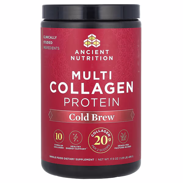 Ancient Nutrition, Multi Collagen Protein, Cold Brew, 1.09 lbs (496 g)