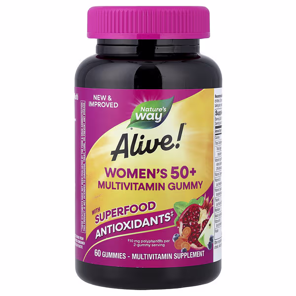Nature's Way, Alive!® Women's 50+ Multivitamin Gummy, Mixed Berry, 60 Gummies