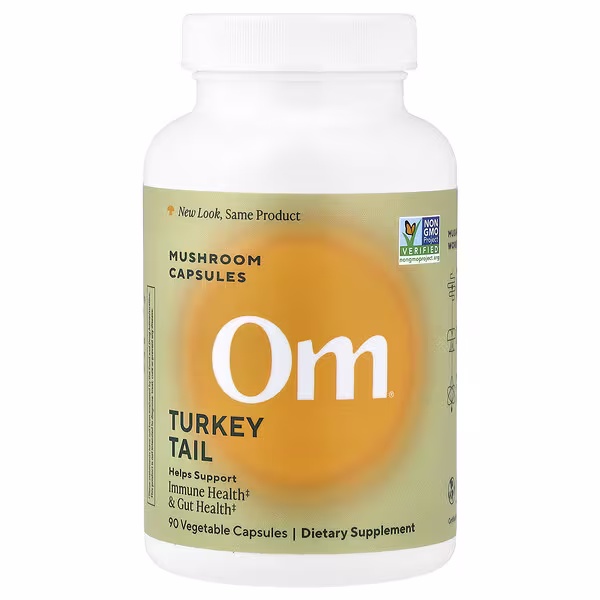 Om Mushrooms, Turkey Tail Mushroom Capsules, 90 Vegetable Capsules