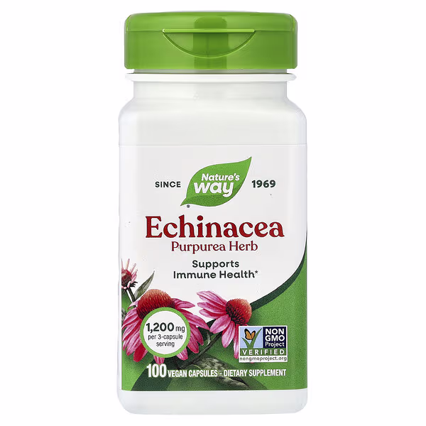 Nature's Way, Echinacea, Purpurea Herb, 100 Vegan Capsules (0.4 mg per Capsule)