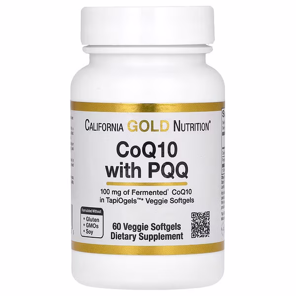California Gold Nutrition, CoQ10 with PQQ, Ubiquinone USP, Tapioca Veggie Softgel with Sunflower Lecithin, 100 mg, 60 Veggie Softgel