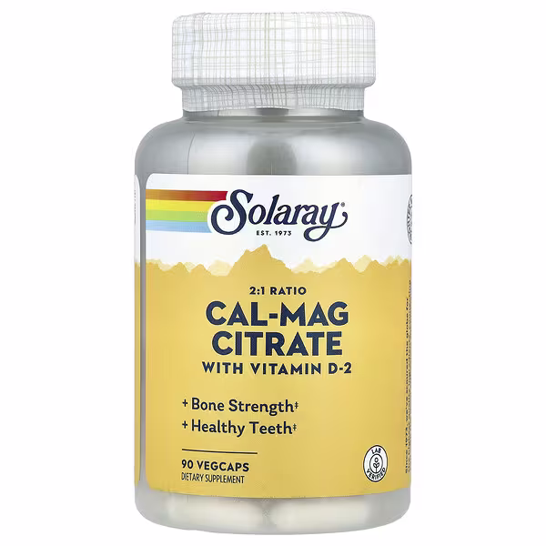 Solaray, Cal-Mag Citrate with Vitamin D-2, 90 VegCaps
