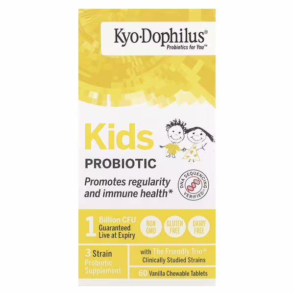Kyolic, Kids Probiotic, Vanilla, 1 Billion CFU, 60 Chewable Tablets
