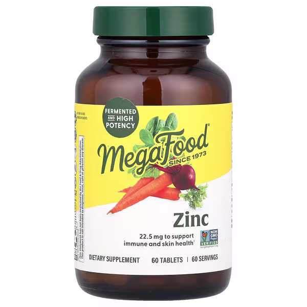 MegaFood, Zinc, 22.5 mg, 60 Tablets
