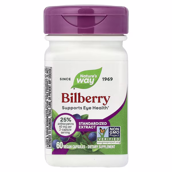 Nature's Way, Bilberry, Standardized Extract, 60 Vegan Capsules