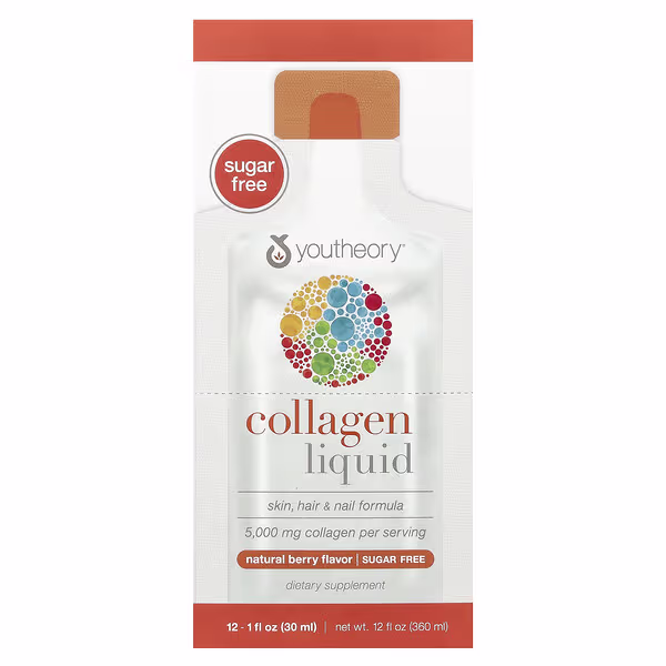 Youtheory, Liquid Collagen, Natural Berry, 5,000 mg, 12 Liquid Tubes, 1 fl oz (30 ml) Each