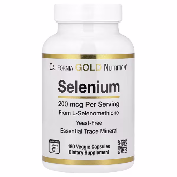 California Gold Nutrition, Selenium, Yeast-Free, 200 mcg, 180 Veggie Capsules