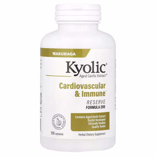 Kyolic, Aged Garlic Extract™, Cardiovascular & Immune, Reserve Formula 200, 120 Capsules (600 mg per Capsule)