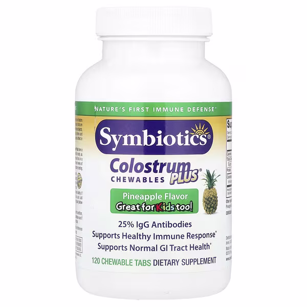 Symbiotics, Colostrum Plus® Chewables, Pineapple, 120 Chewable Tabs