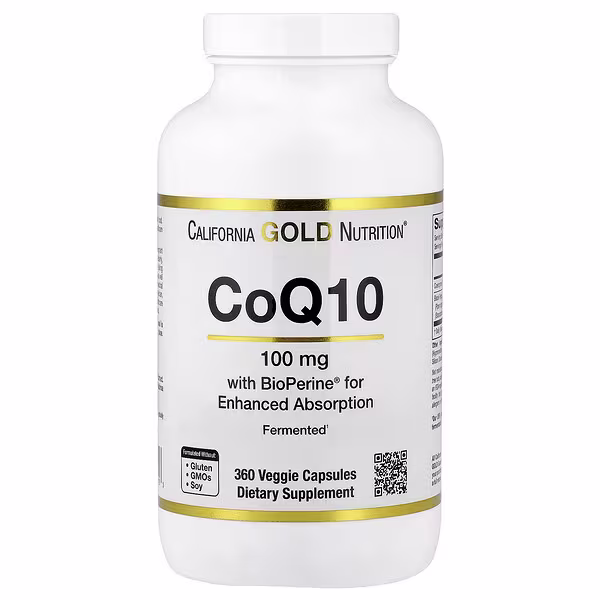 California Gold Nutrition, CoQ10, Ubiquinone USP with Bioperine® Black Pepper Extract, Enhanced Bioavailability, 100 mg, 360 Veggie Capsules