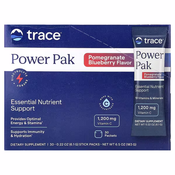 Trace, Power Pak, Pomegranate Blueberry, 30 Stick Packs, 0.22 oz (6.1 g) Each