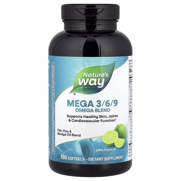 Nature's Way, Mega 3/6/9, Omega Blend, Lime , 180 Softgels