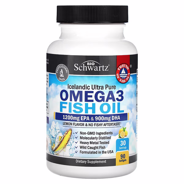 BioSchwartz, Omega 3 Fish Oil, Lemon , 90 Softgels