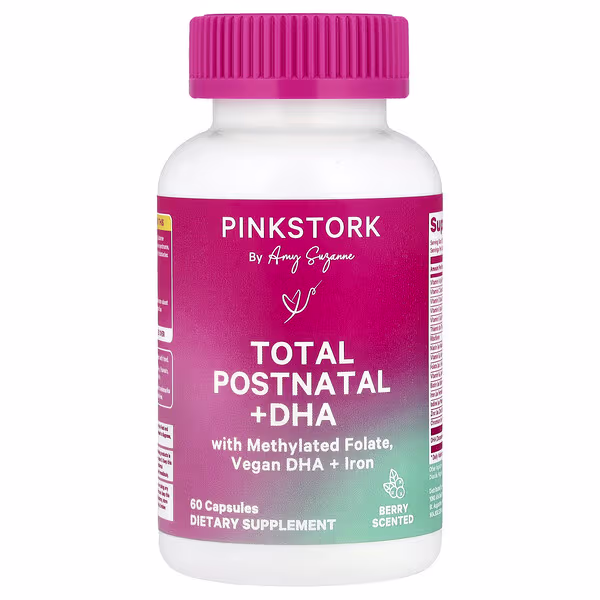 Pink Stork, Total Postnatal + DHA, Berry, 60 Capsules