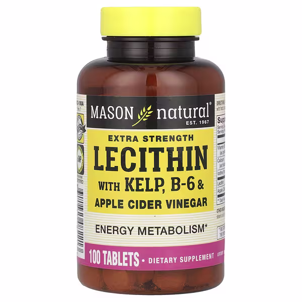 Mason Natural, Lecithin with Kelp, B6 & Apple Cider Vinegar, 100 Tablets